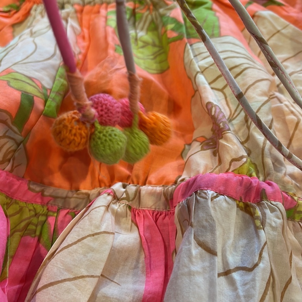Farm Rio NWT Mixed Neon Garden Mini Dress with side adjustable drawstrings. - Picture 12 of 13